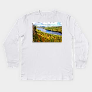 Porcupine Mountains Fall Colors Kids Long Sleeve T-Shirt